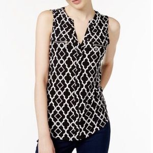 1/4 Zip Navy Sleeveless Tunic Blouse size S